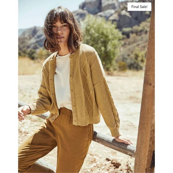 Vetta The Cropped Cable Knit Sweater Ochre Tan Xs Reversible Convertible Xsmall - Picture 2 of 9